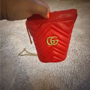 Fashion Nova Red Quilted Crossbody with Gold Chain